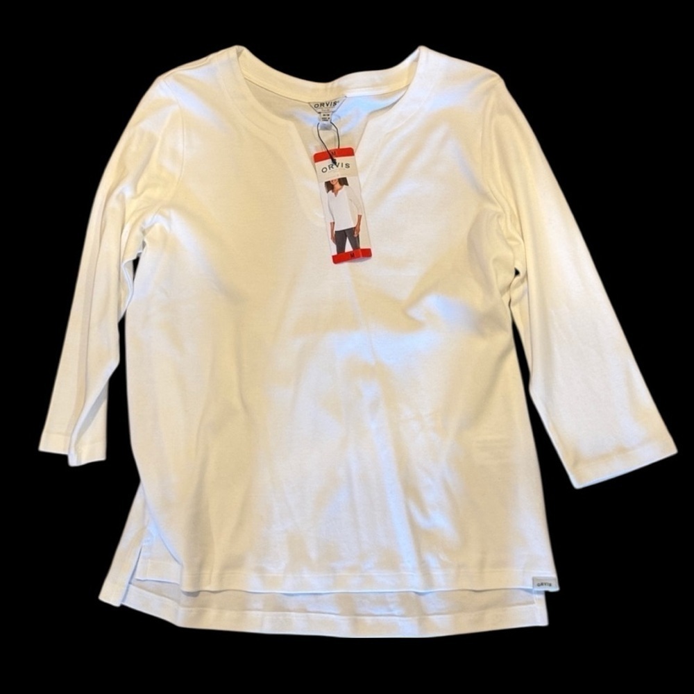 ORVIS ladies NWT white 100% cotton long sleeve top brand new medium